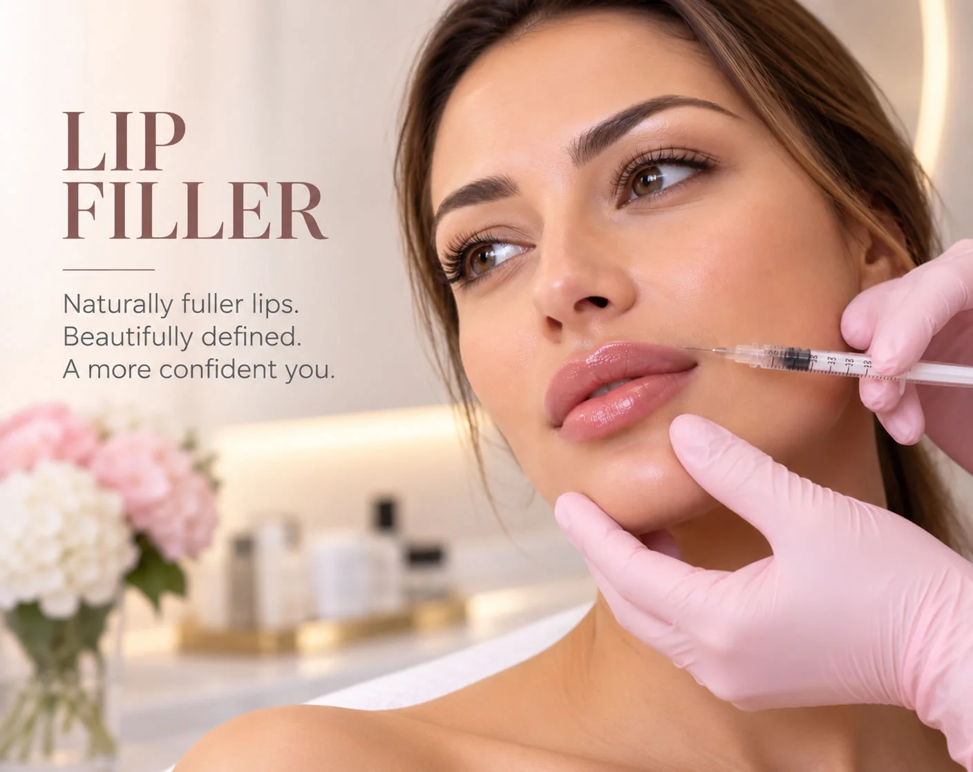 Illustration of lip filler treatment