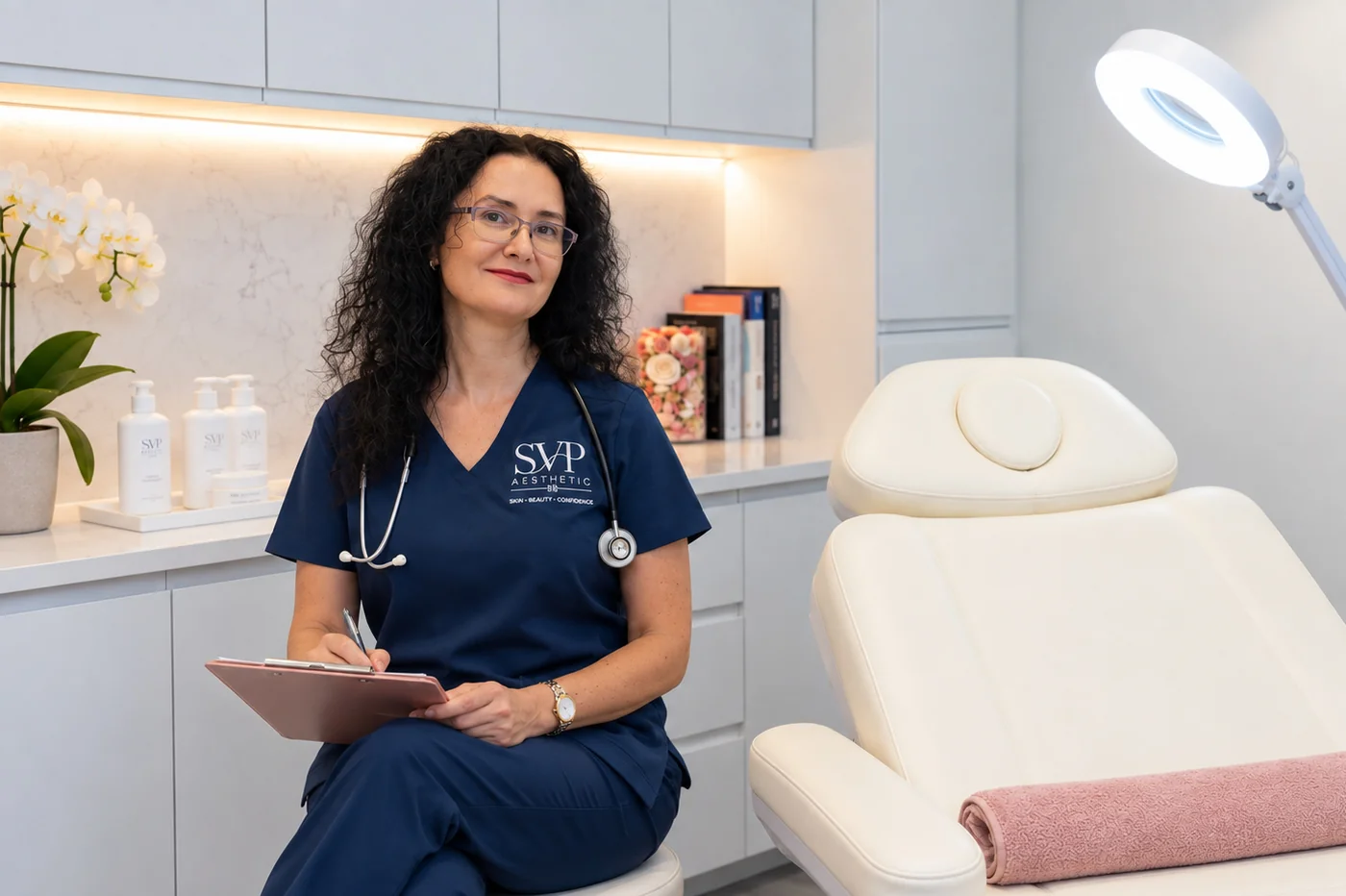 Dr. Stoyanka Petkova beside the treatment chair