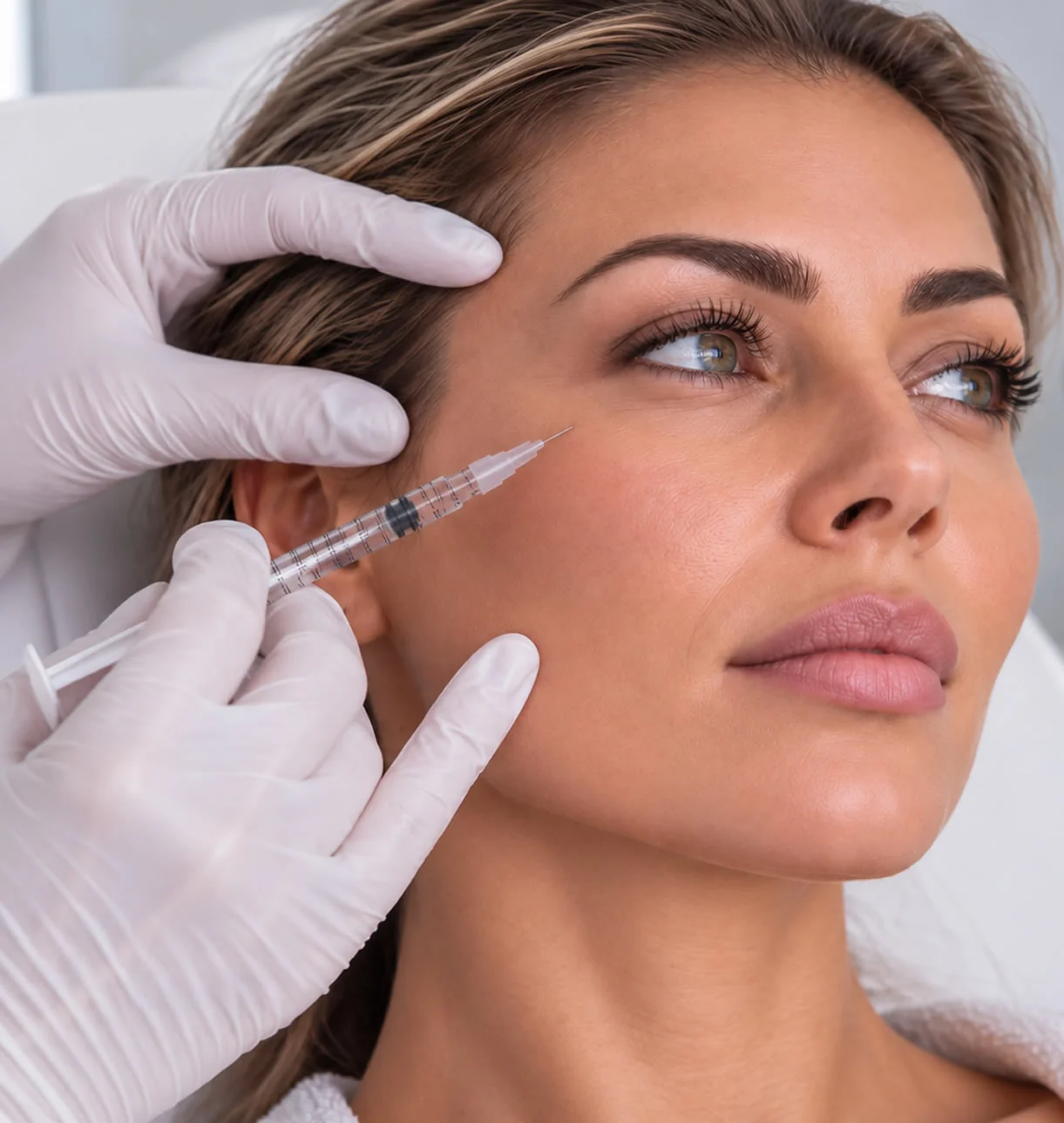 Illustration of an aesthetic injection treatment