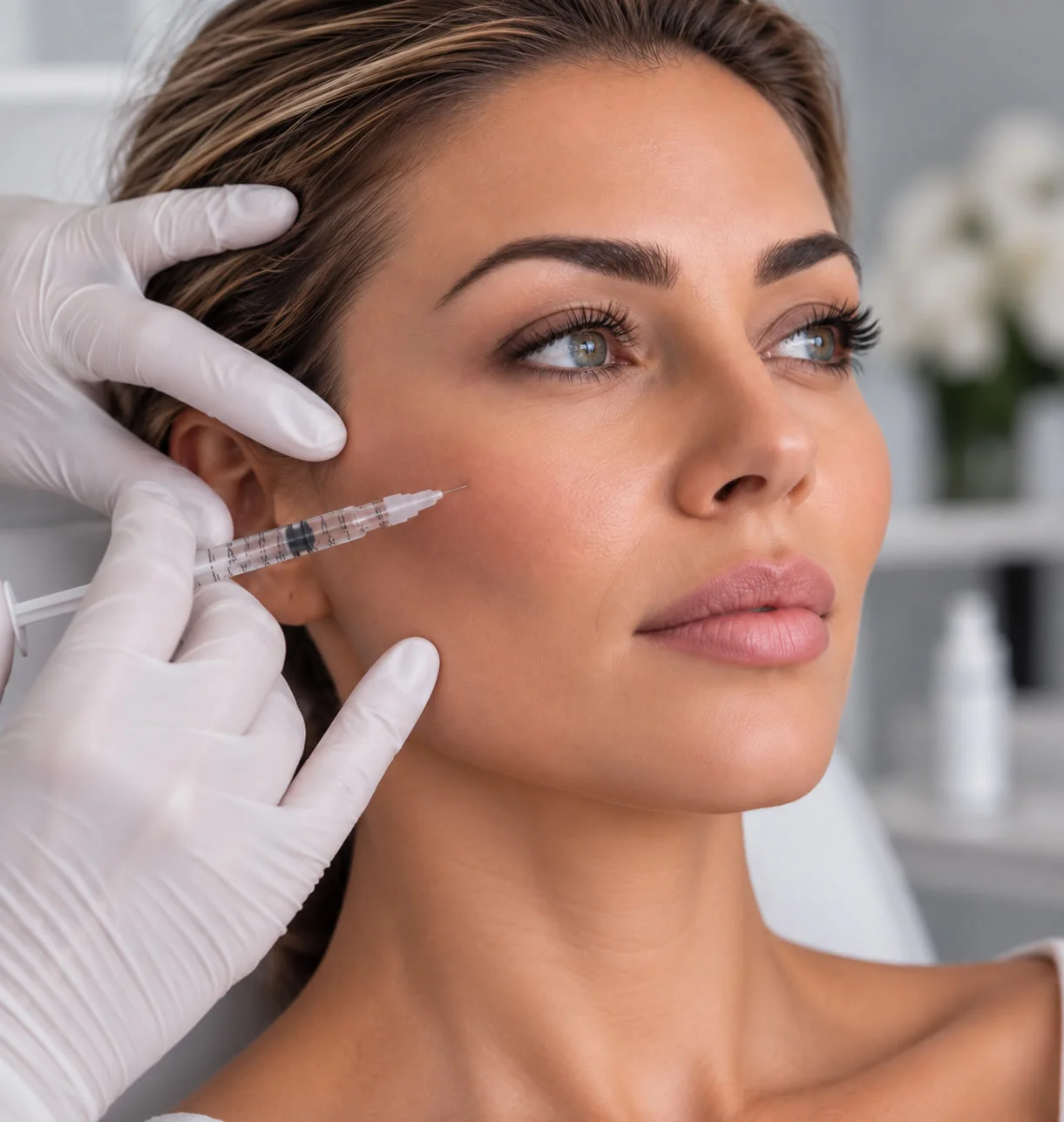 Illustration of lip filler treatment